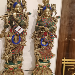 Radha Krishna (Brass Meenakari / Stonework)